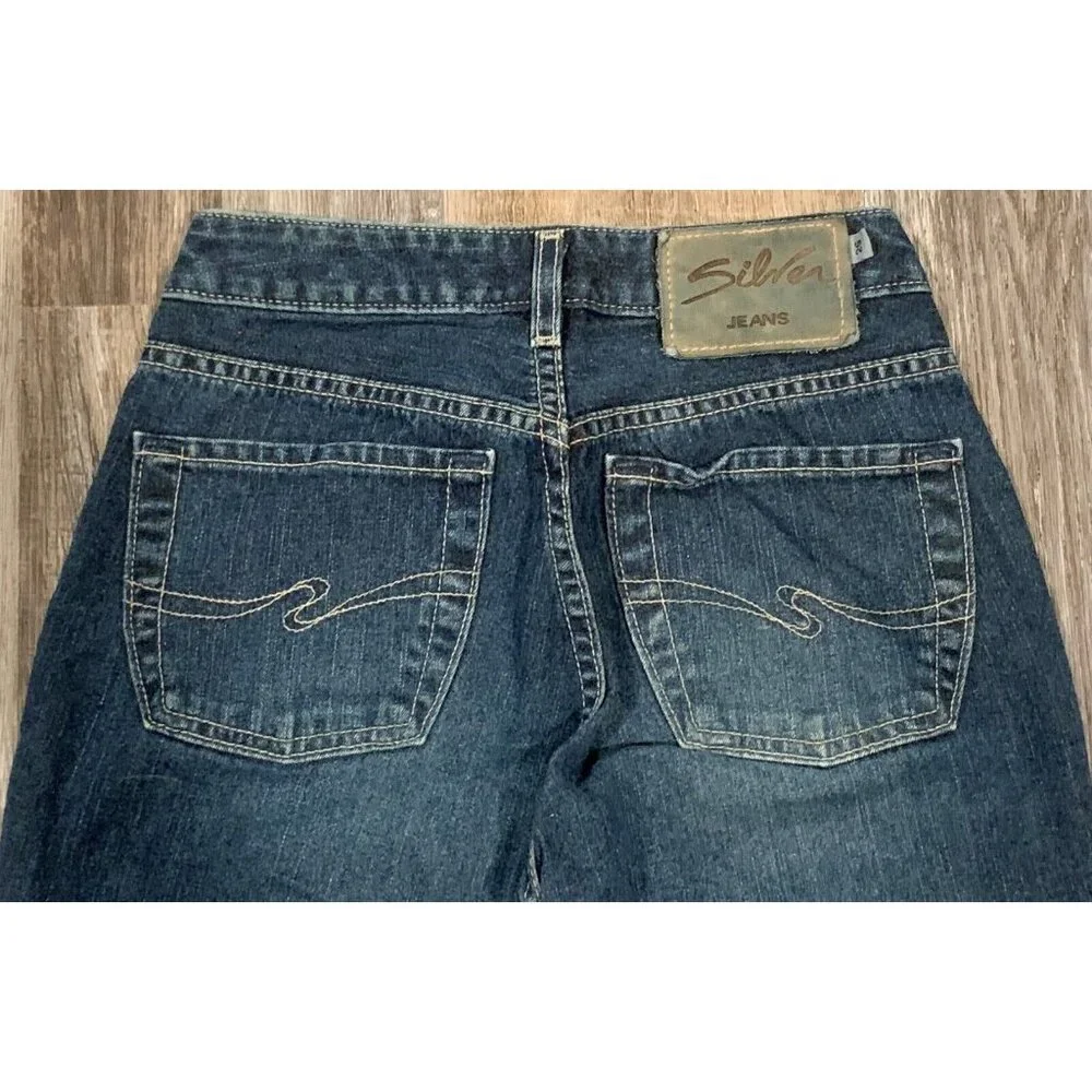 Vtg Silver Jeans Flare Womens Size 25/31 Blue Denim Pants Mid Rise Medium Wash - Picture 4 of 13
